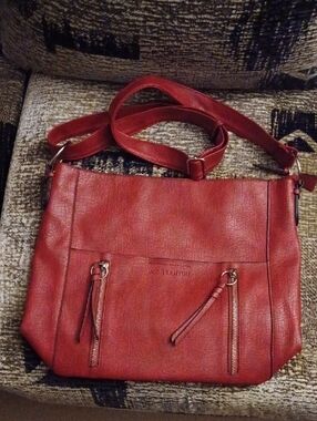 4/$60 New Red Crossbody Tote with Zipper & Decorative Front Zippers